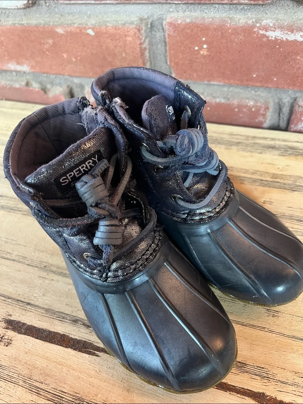 Sperry Saltwater Boot Navy Duck Boots Sparkly